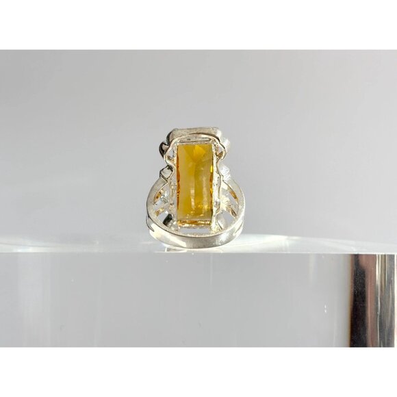 Citrine XL Ultra Ornate Semi-Precious 925 Sterling Silver Vintage Ring - sz 7 - Picture 5 of 10